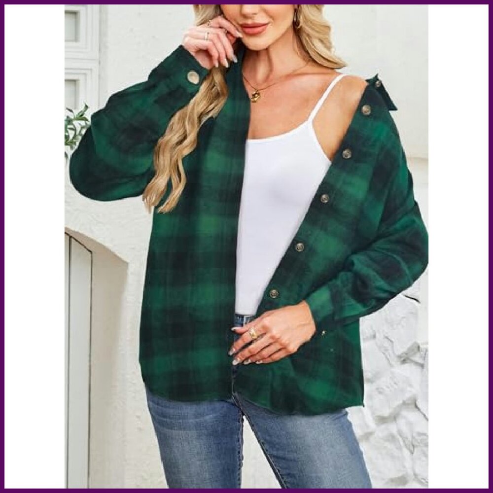 Oversized Flannel Shacket Button Down Long Sleeve… - image 5